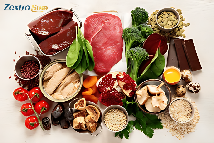 Iron is found in red meat, as well as in beans and nuts
